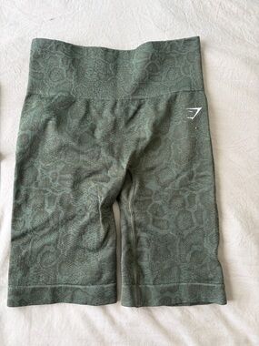 Gymshark Olive Green Camo Seamless Biker Shorts